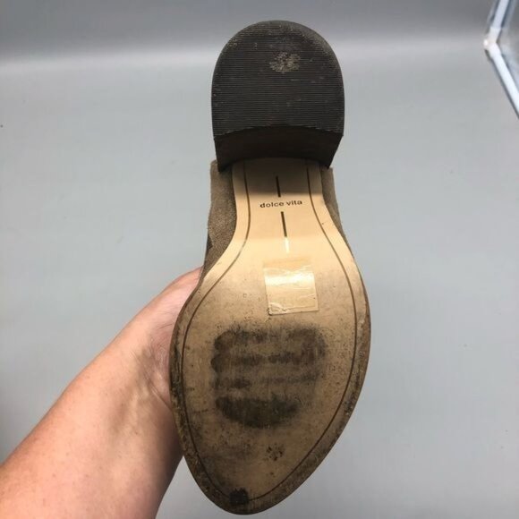 dolce vita brown suede zip up chunk heel open toe shoes size 9.5 READ - Picture 11 of 13